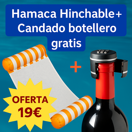 Hamaca hinchable + candado botellero gratis