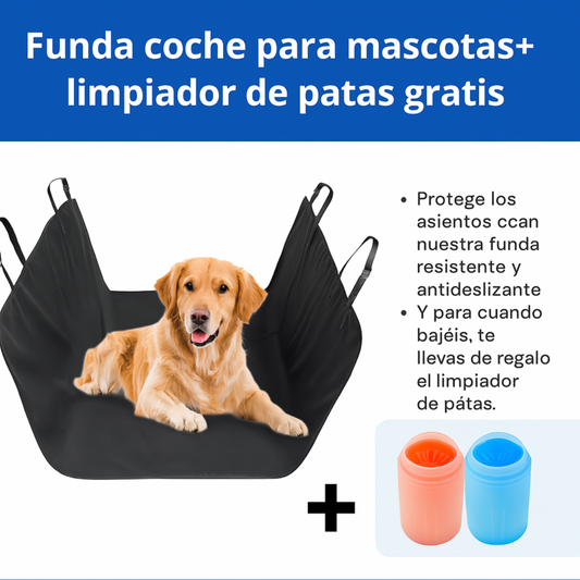 Funda coche para mascotas+ limpiador de patas gratis